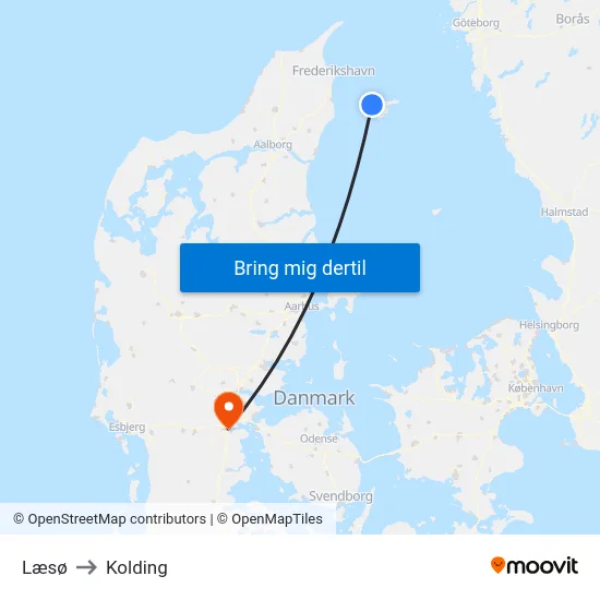 Læsø to Kolding map
