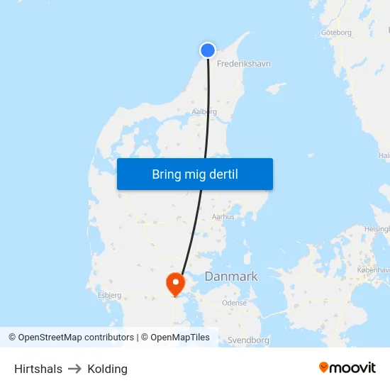 Hirtshals to Kolding map