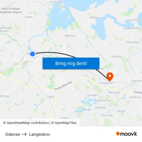 Odense to Langeskov map