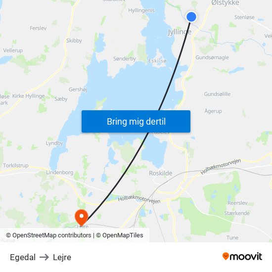 Egedal to Lejre map