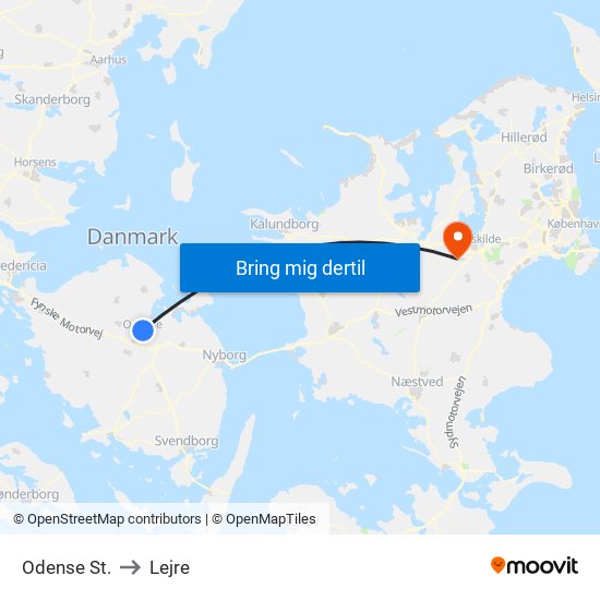 Odense St. to Lejre map