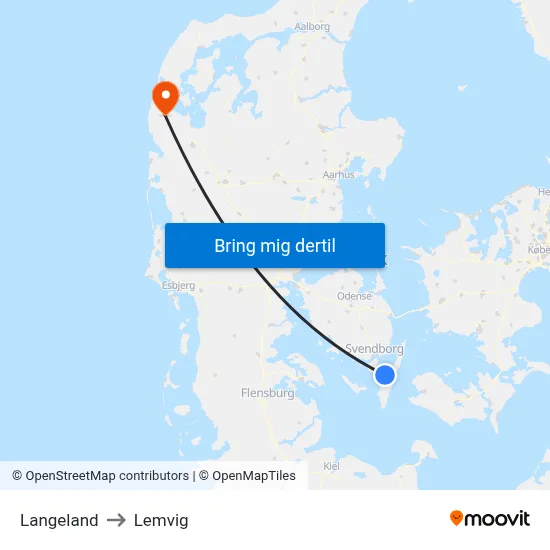 Langeland to Lemvig map