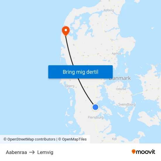 Aabenraa to Lemvig map