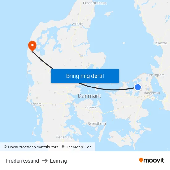 Frederikssund to Lemvig map