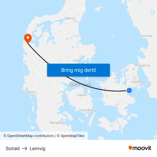Solrød to Lemvig map