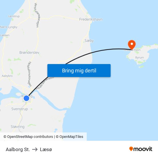 Aalborg St. to Læsø map