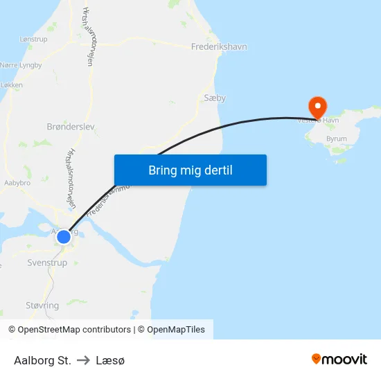 Aalborg St. to Læsø map