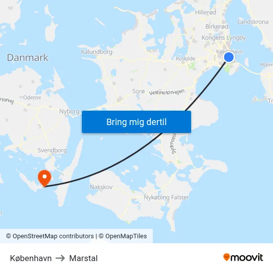 København to Marstal map