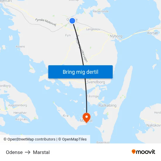 Odense to Marstal map