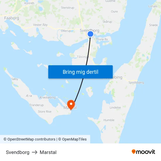 Svendborg to Marstal map