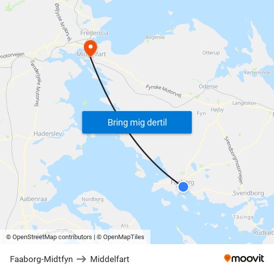 Faaborg-Midtfyn to Middelfart map