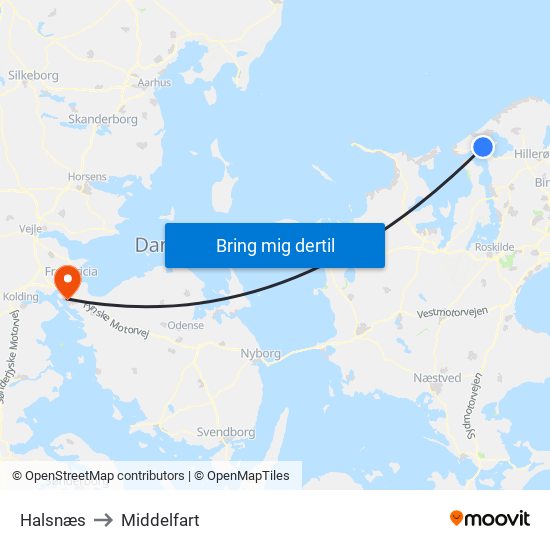 Halsnæs to Middelfart map