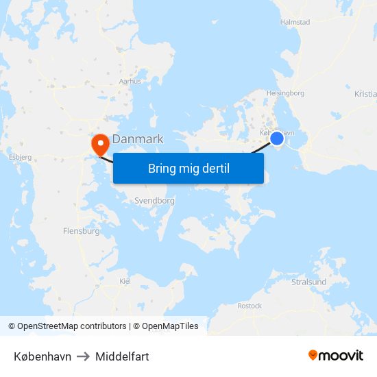 København to Middelfart map