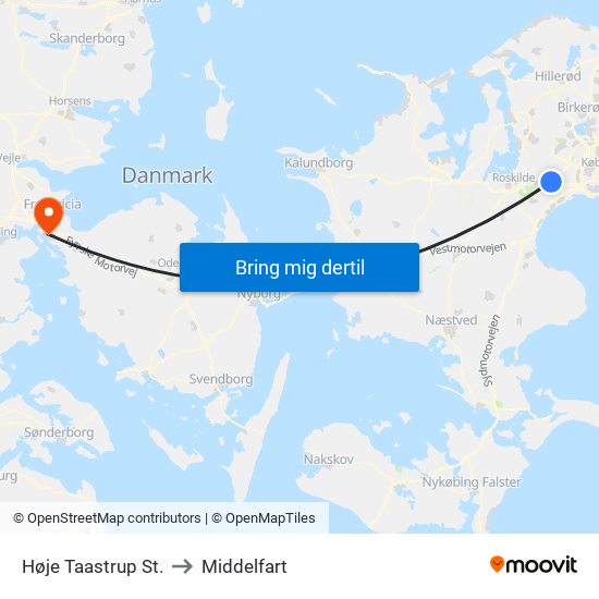 Høje Taastrup St. to Middelfart map