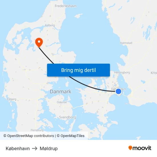 København to Møldrup map