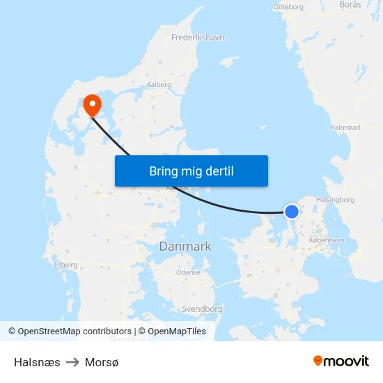 Halsnæs to Morsø map