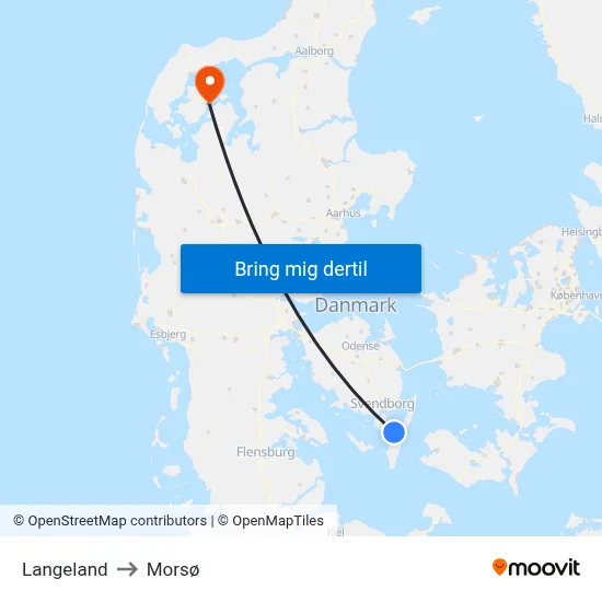Langeland to Morsø map