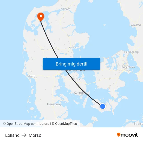 Lolland to Morsø map