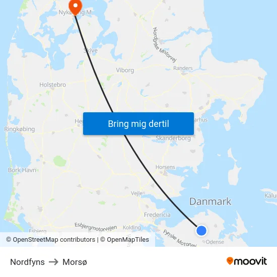 Nordfyns to Morsø map