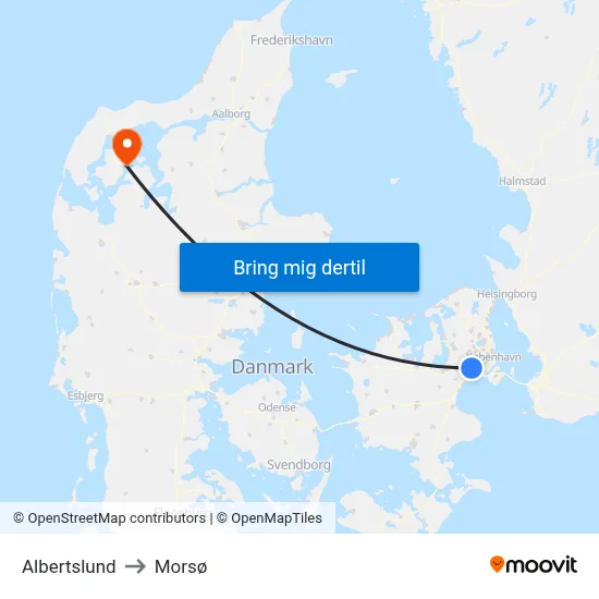 Albertslund to Morsø map
