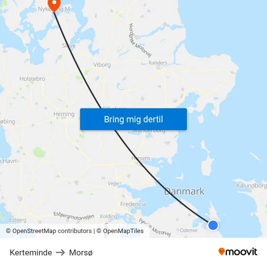 Kerteminde to Morsø map