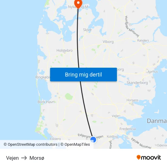 Vejen to Morsø map