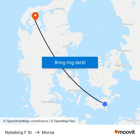 Nykøbing F St. to Morsø map