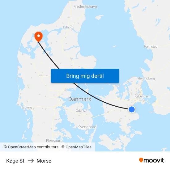 Køge St. to Morsø map
