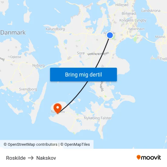 Roskilde to Nakskov map