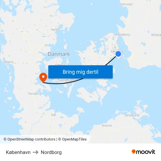 København to Nordborg map