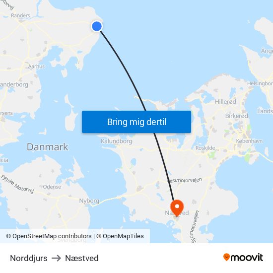 Norddjurs to Næstved map