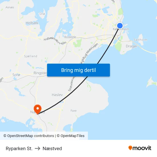 Ryparken St. to Næstved map