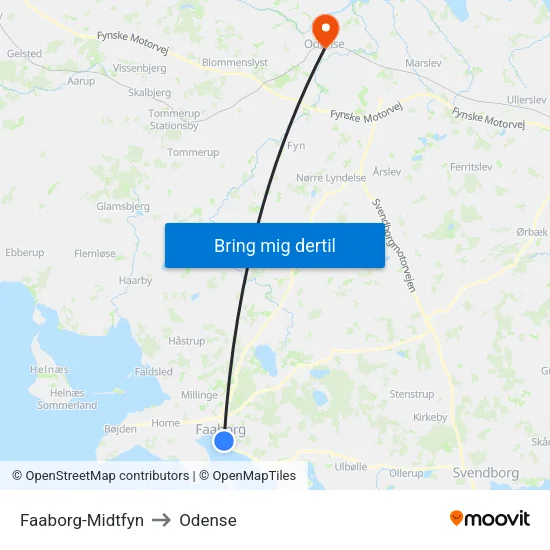 Faaborg-Midtfyn to Odense map