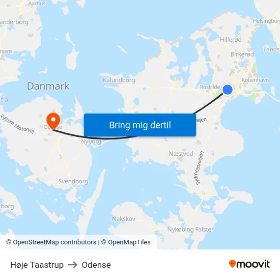 Høje Taastrup to Odense map