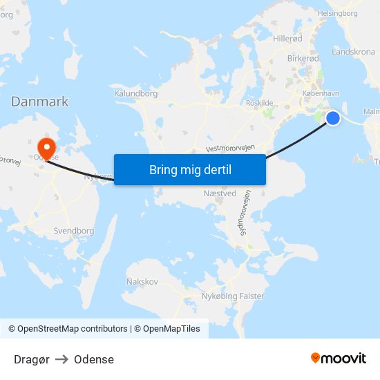 Dragør to Odense map