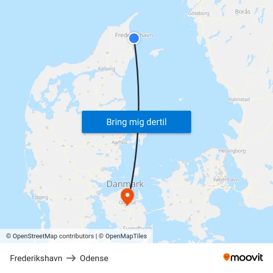 Frederikshavn to Odense map