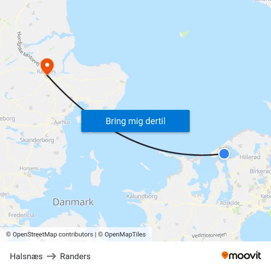 Halsnæs to Randers map