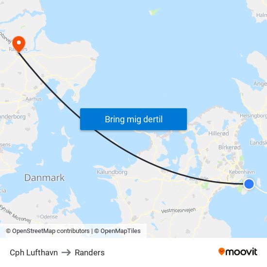 Cph Lufthavn to Randers map