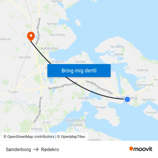 Sønderborg to Rødekro map