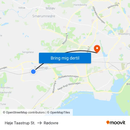 Høje Taastrup St. to Rødovre map