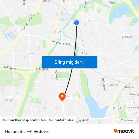Husum St. to Rødovre map