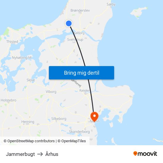 Jammerbugt to Århus map