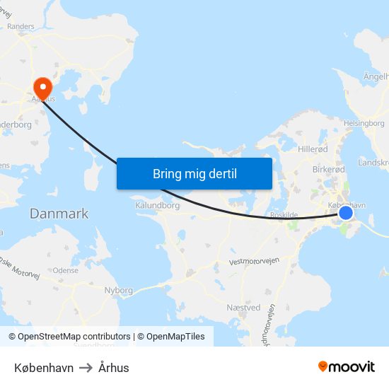 København to Århus map