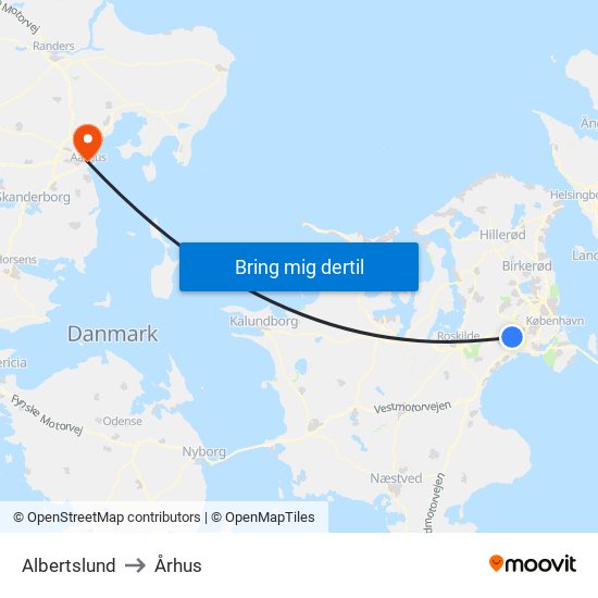 Albertslund to Århus map