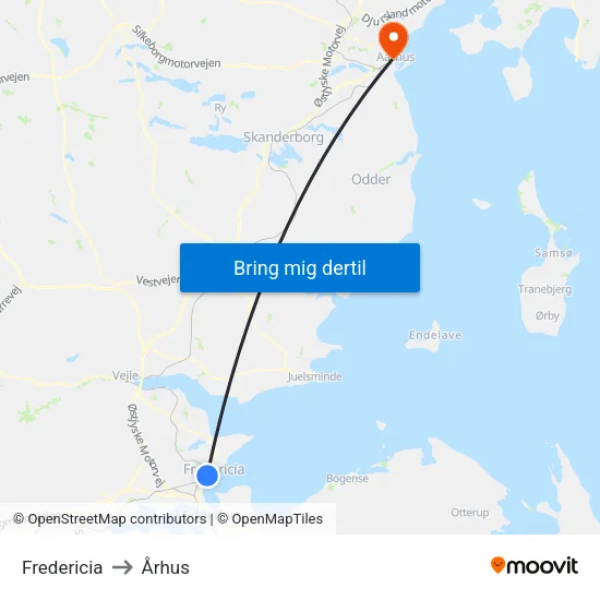 Fredericia to Århus map