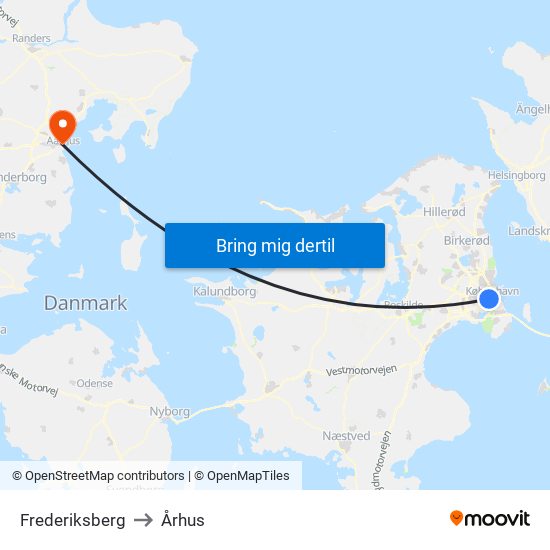 Frederiksberg to Århus map