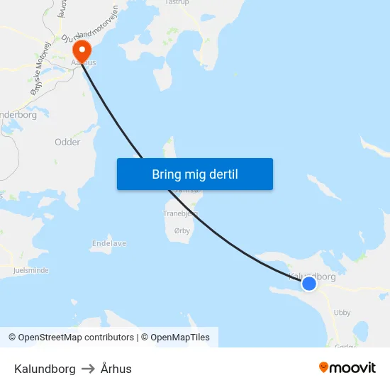 Kalundborg to Århus map