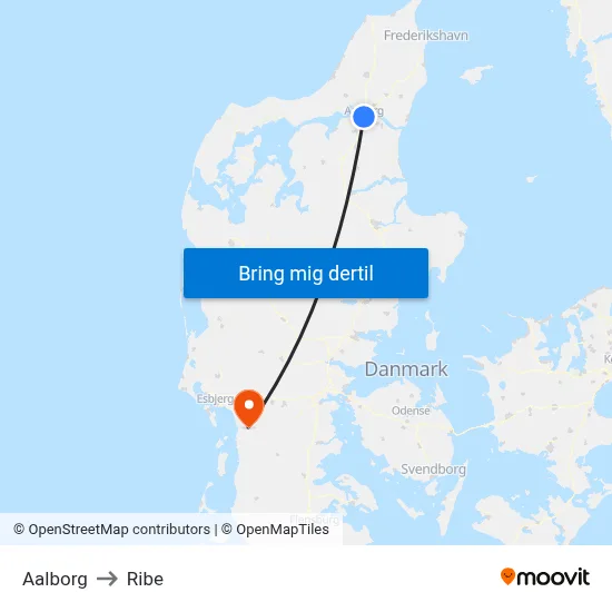 Aalborg to Ribe map