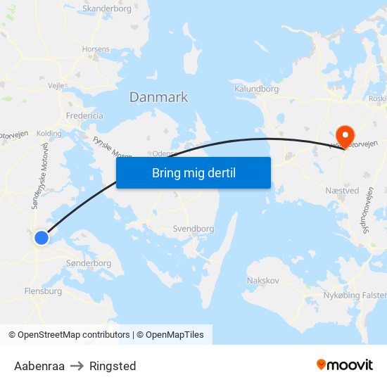 Aabenraa to Ringsted map