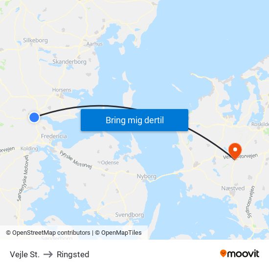 Vejle St. to Ringsted map